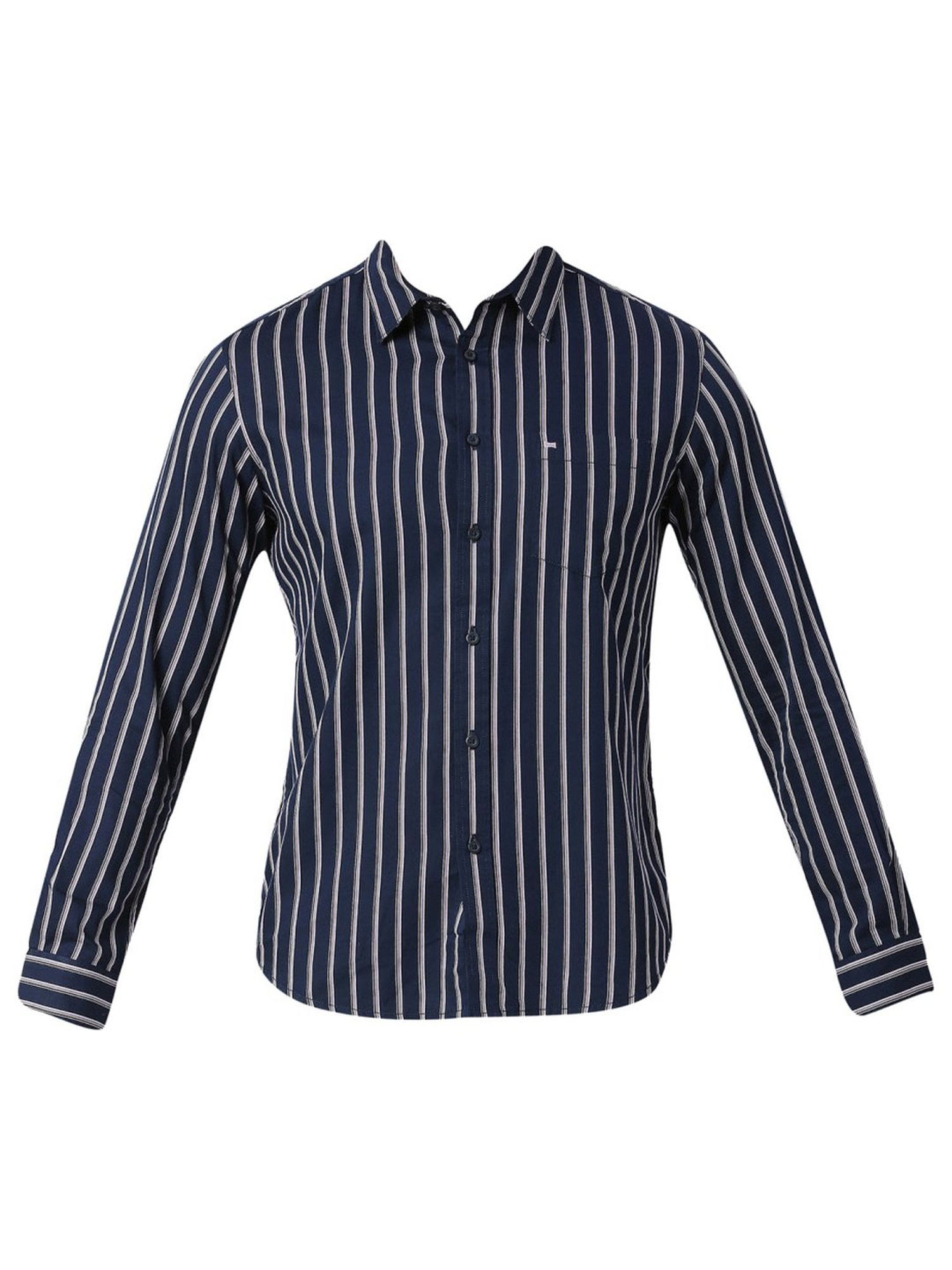 Basics Navy Slim Fit Striped Shirt