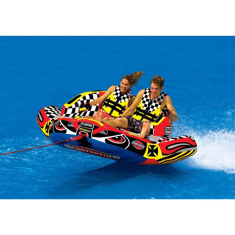 SportsStuff Chariot Warbird 2 Towable 2 Rider Water Tube with 110V Electric Pump