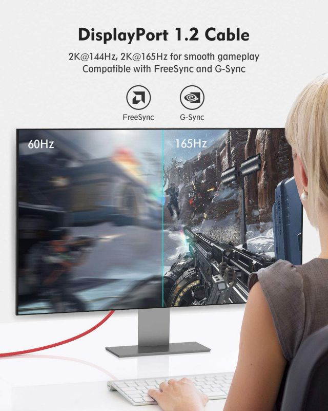 DisplayPort to DisplayPort Cable 10ft/3M Silkland DP to DP Cable [4K@60Hz 2K@165Hz 2K@144Hz] Ultra High Speed Display Port 1.2 Cord Compatible for Gaming Monitor TV PC Laptop and More