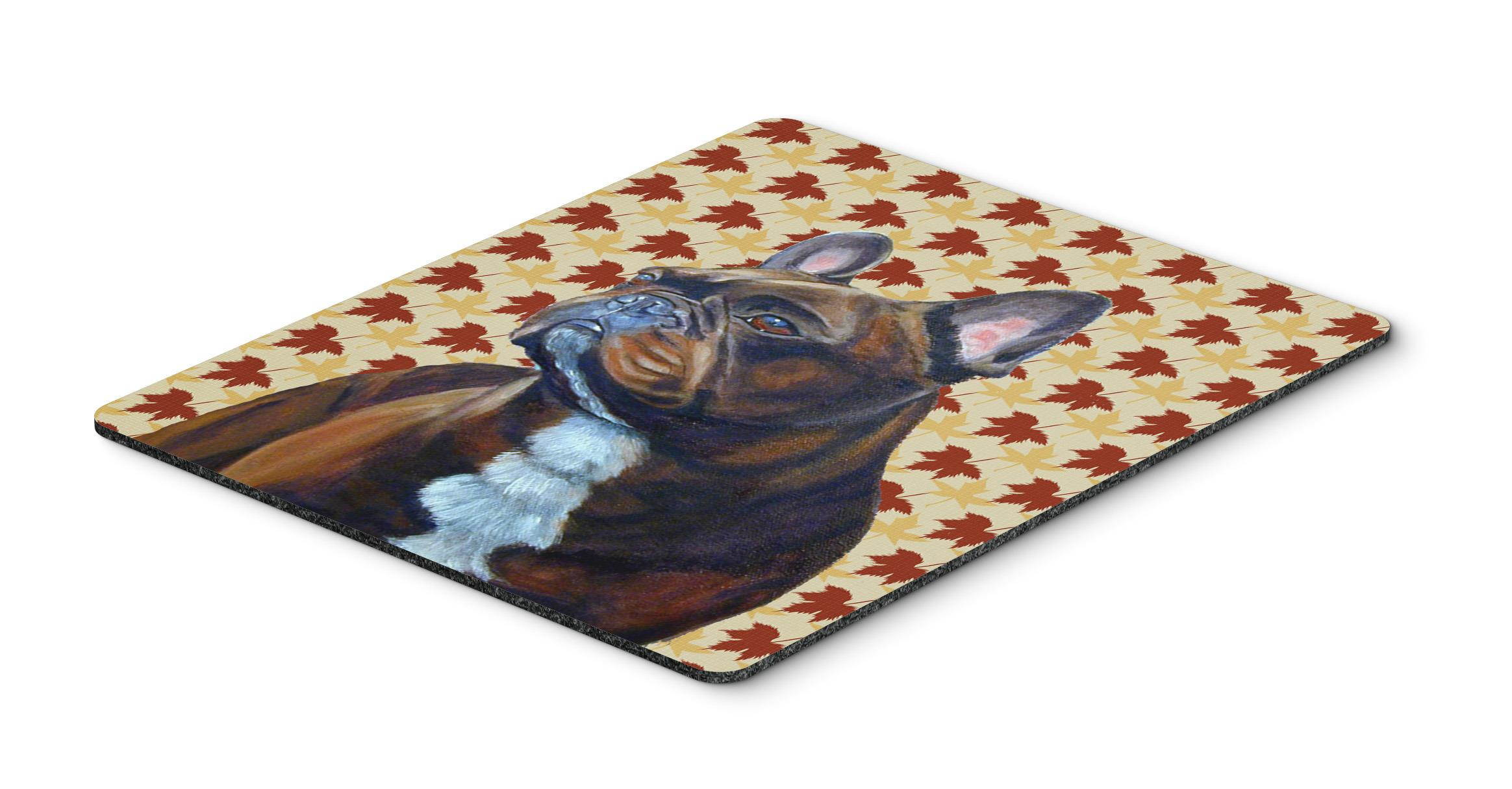 French Bulldog Fall Leaves Portrait Mouse Pad, Hot Pad or Trivet