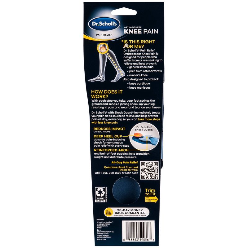 Dr Scholl's Knee Pain Relief Orthotics for Women - 1 Pair -  Size 5.5-9