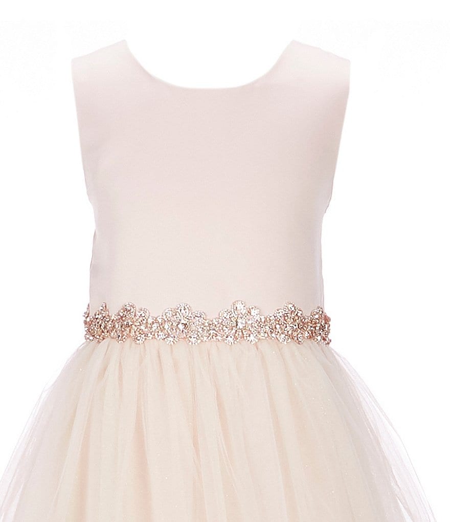 Us Angels Big Girls 6-14 Cap-Sleeve Lace Beaded Mesh Communion Dress