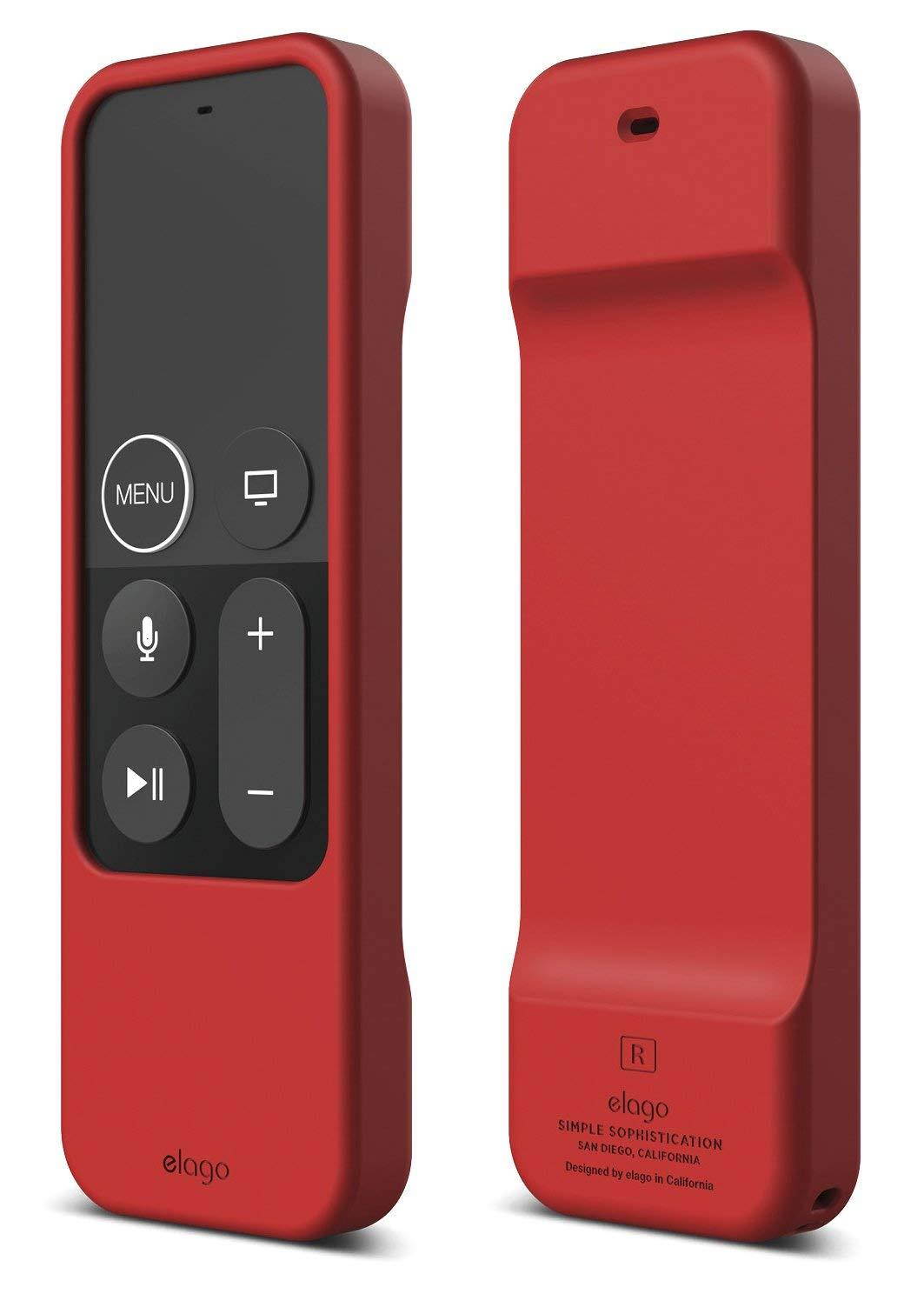 elago R1 Intelli Case [Red]-[Magnet Technology][Anti-Slip][Lanyard Included][Heavy Shock Absorption] for Apple TV Siri Remote 4K / 4th Generation