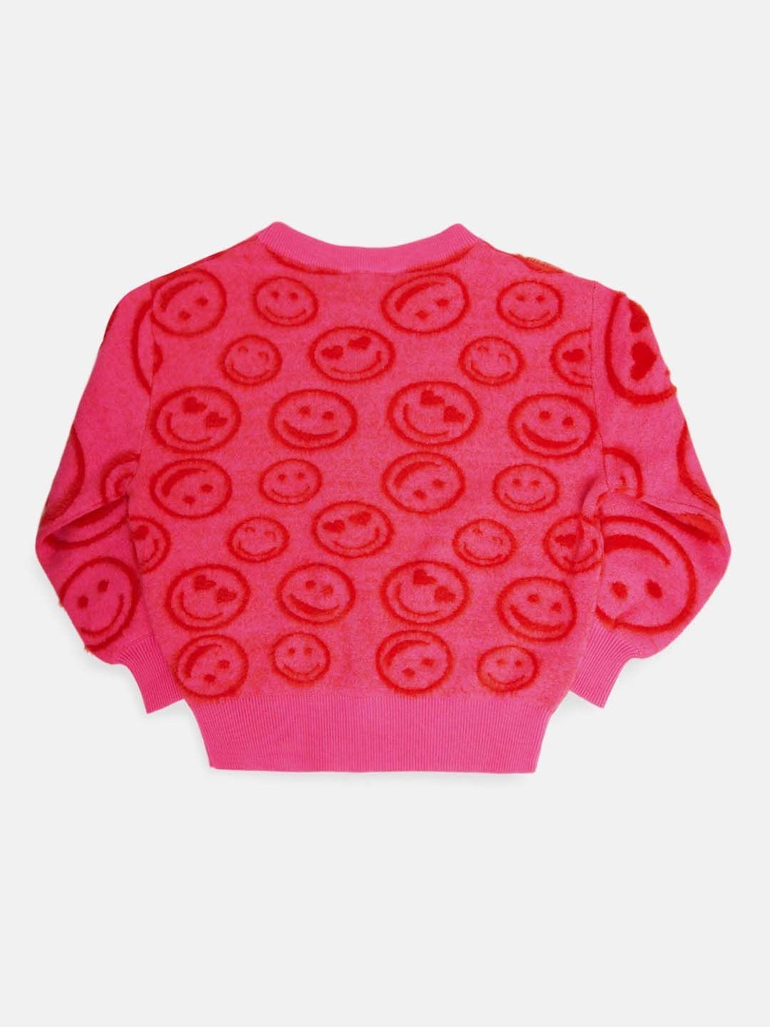 Angel & Rocket Kids Pink Printed Full Sleeves Sweater