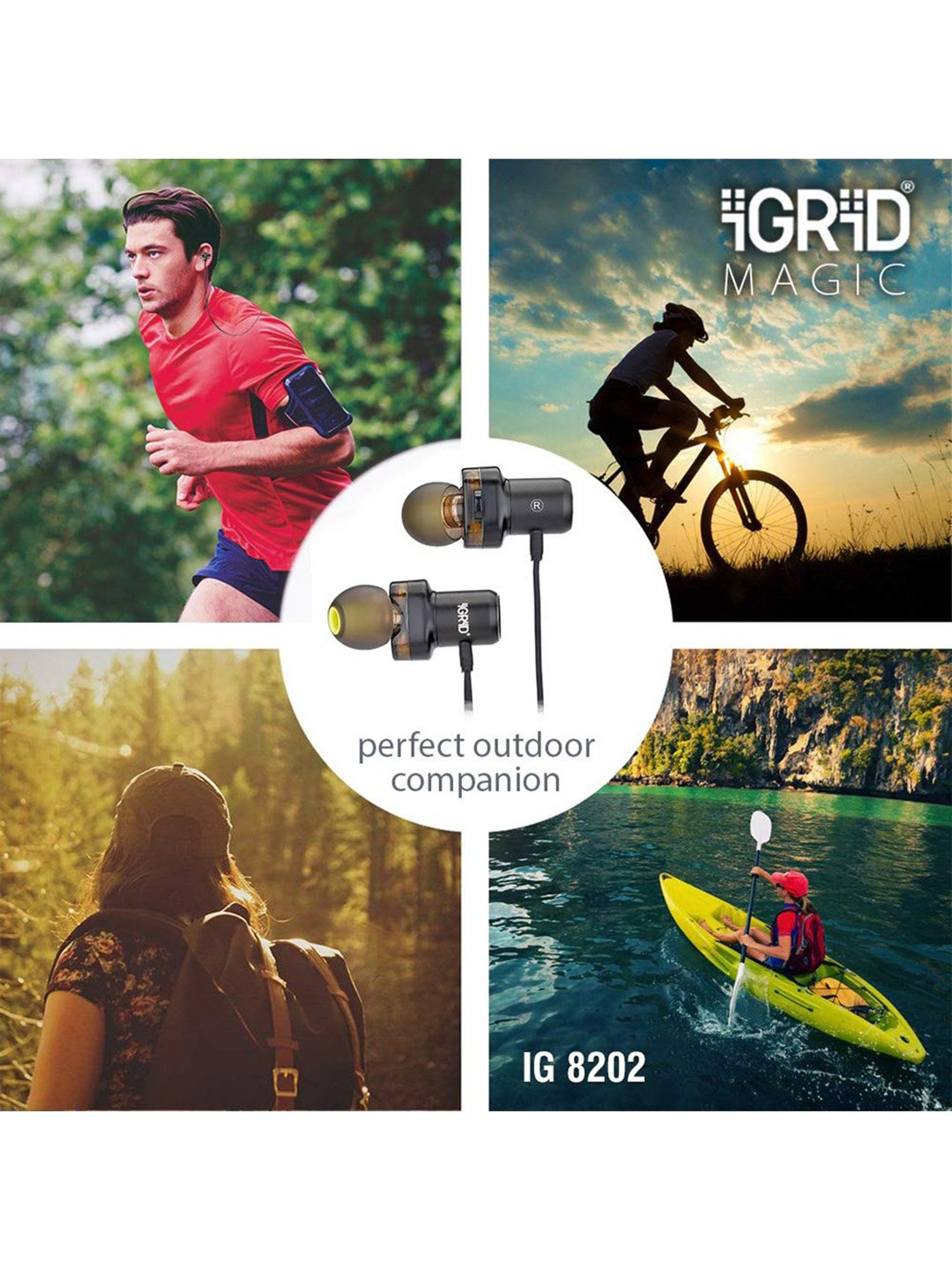 iGRiD Magic Wireless Neckband with Mic (IG-8202, Black)