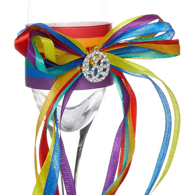 Sparkle and Bash 4 Piece LGBTQ Pride Rainbow Cake Cutting Set For Wedding Supplies, White