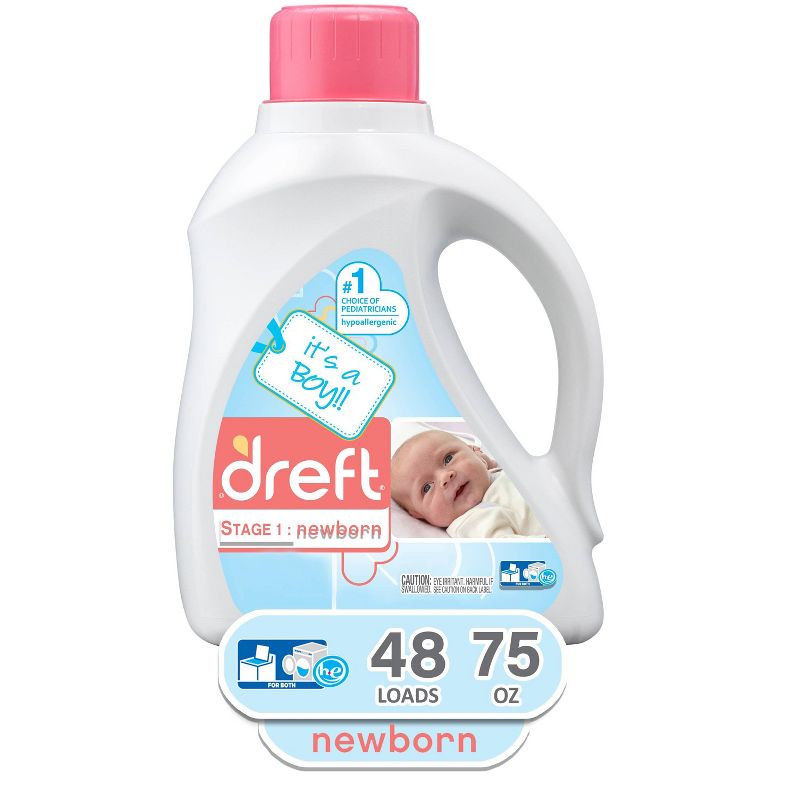 Dreft Stage 1: Newborn Liquid Laundry Detergent (HEC) - It's a Boy/Girl! 75oz/48 loads