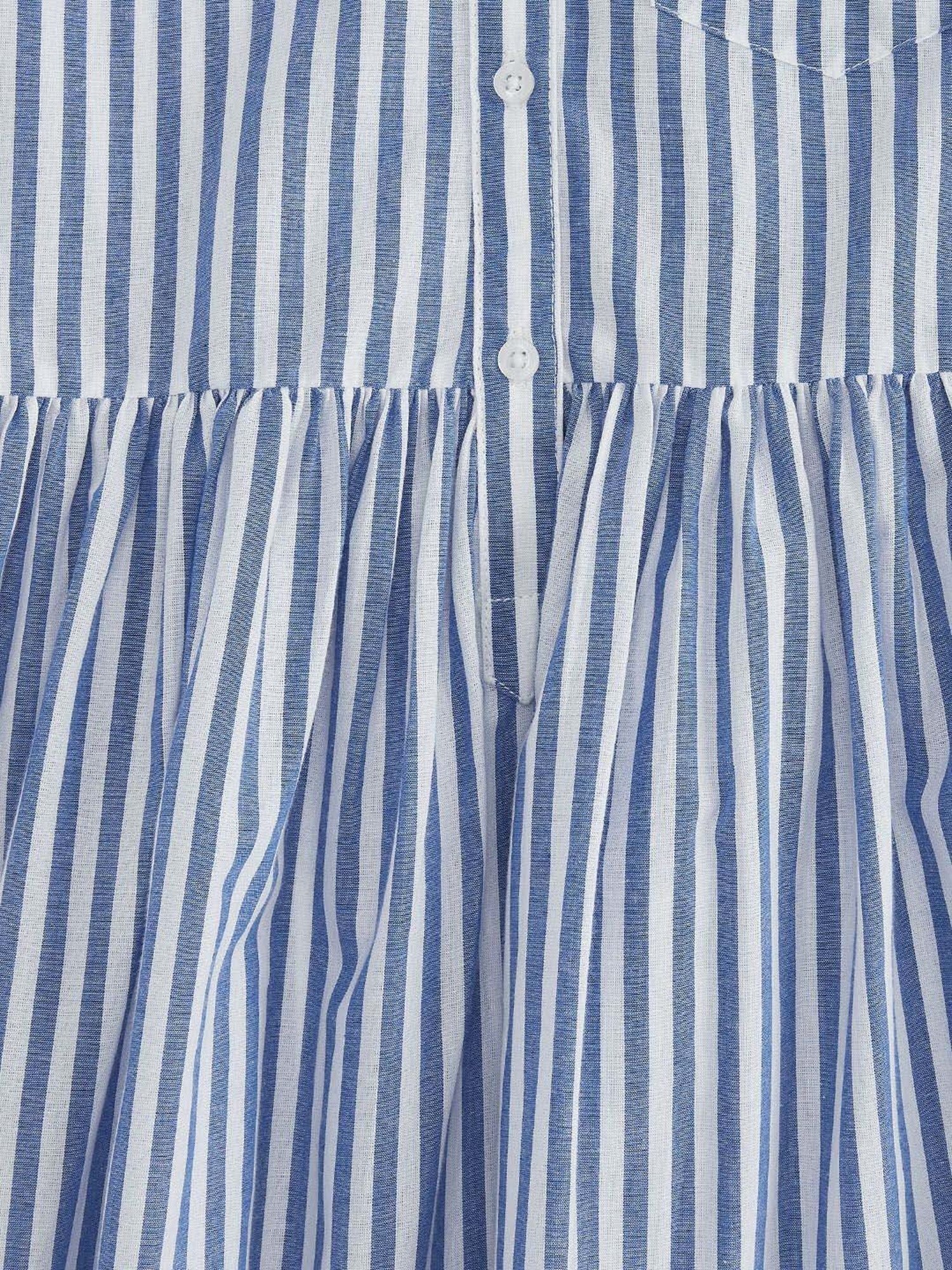 Pantaloons Junior Blue Cotton Striped Dress