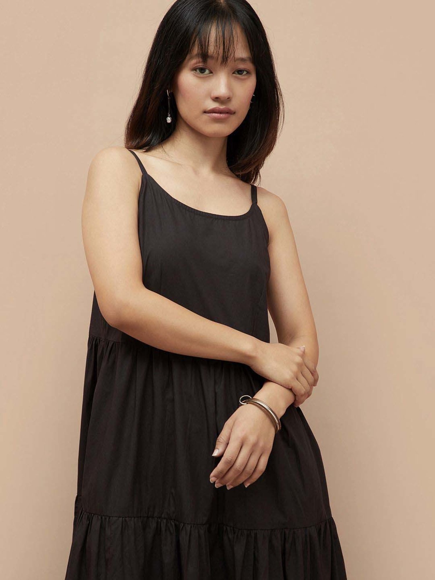 Colour Me by Melange Black Cotton Embroidered Maxi Dress With Jacket