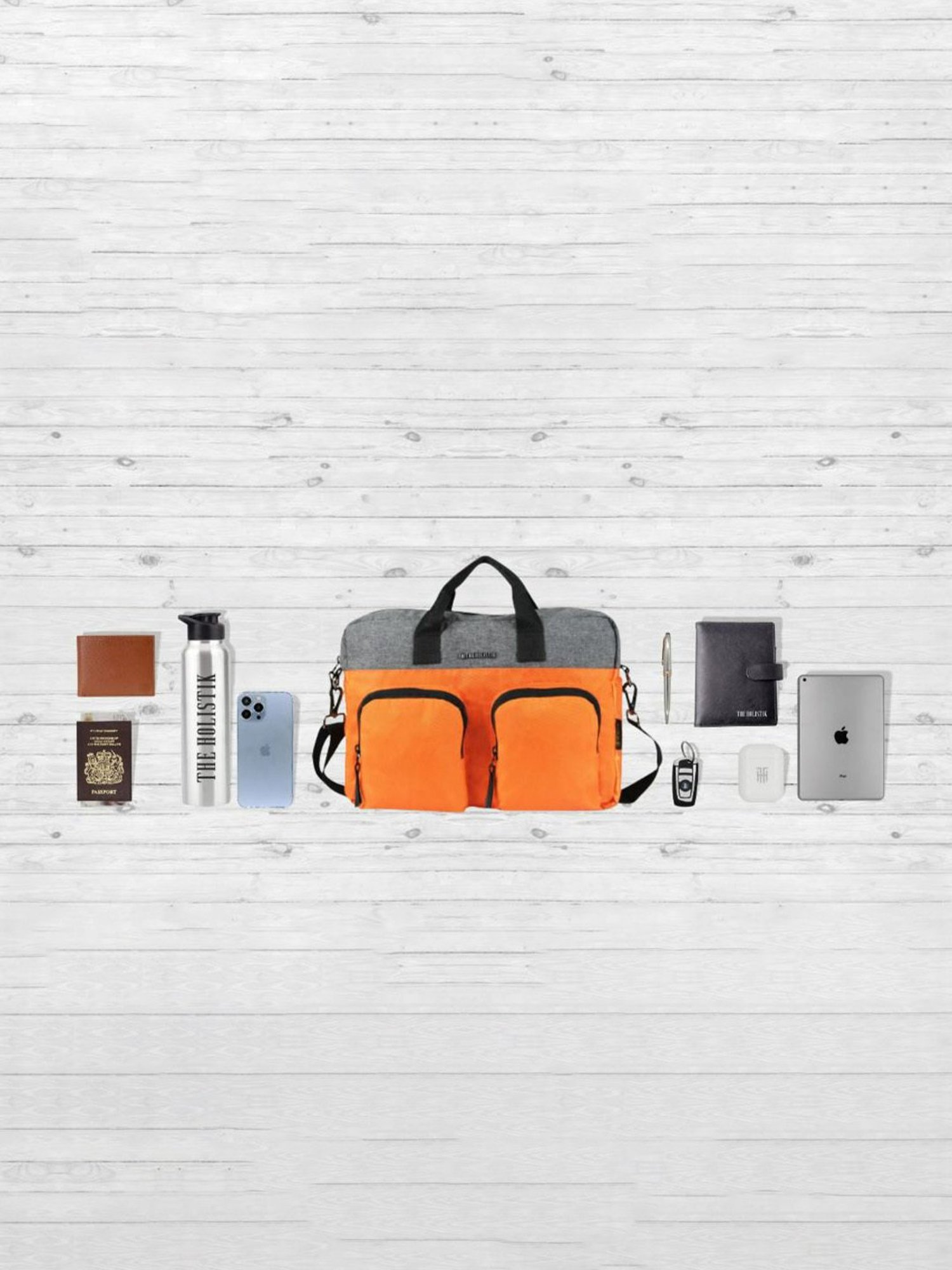 THE HOLISTIK Rovio Orange & Grey Medium Laptop Messenger Bag - 11.07 inches