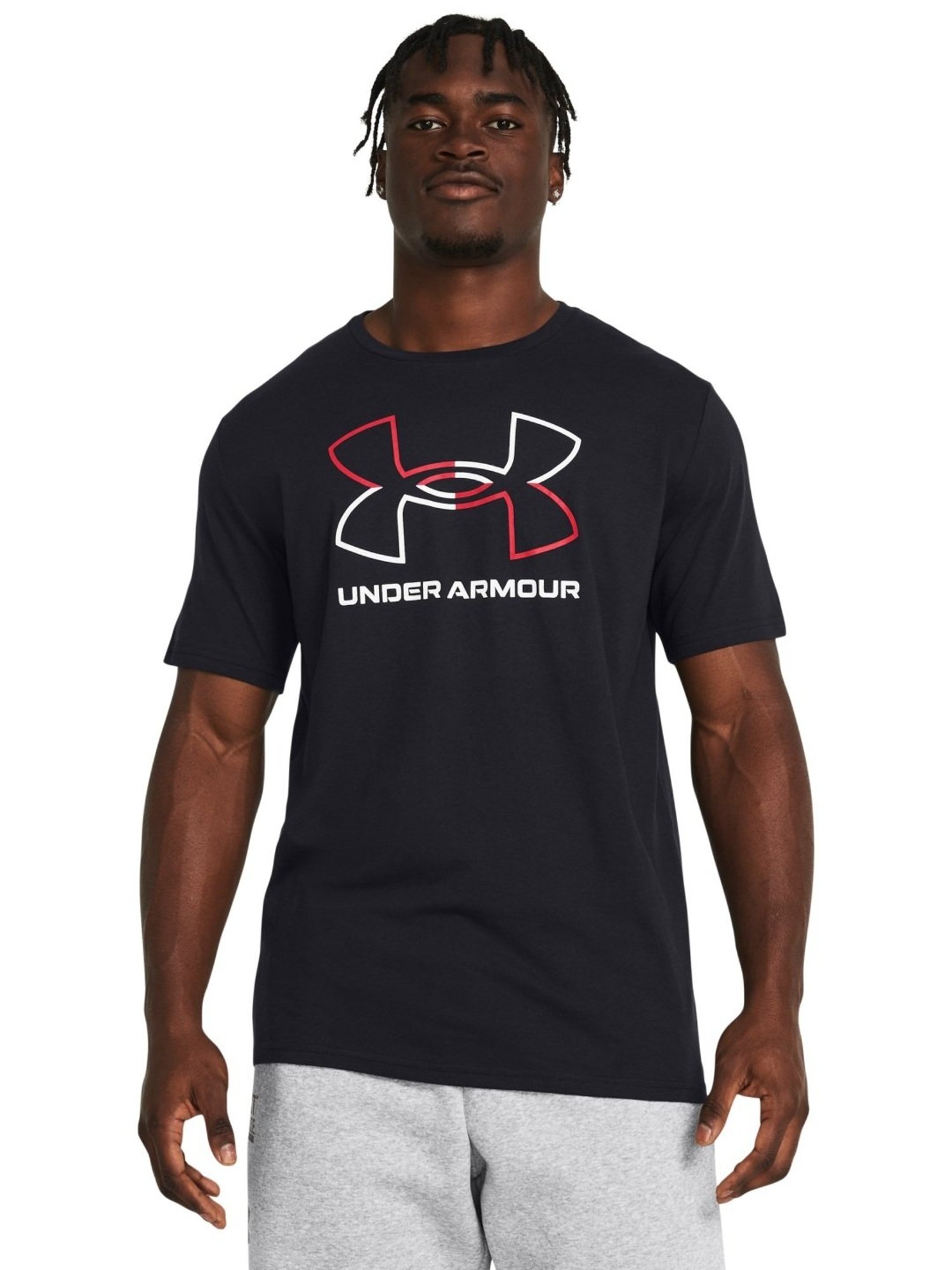 Under Armour Black Cotton Slim Fit Logo Printed T-Shirt