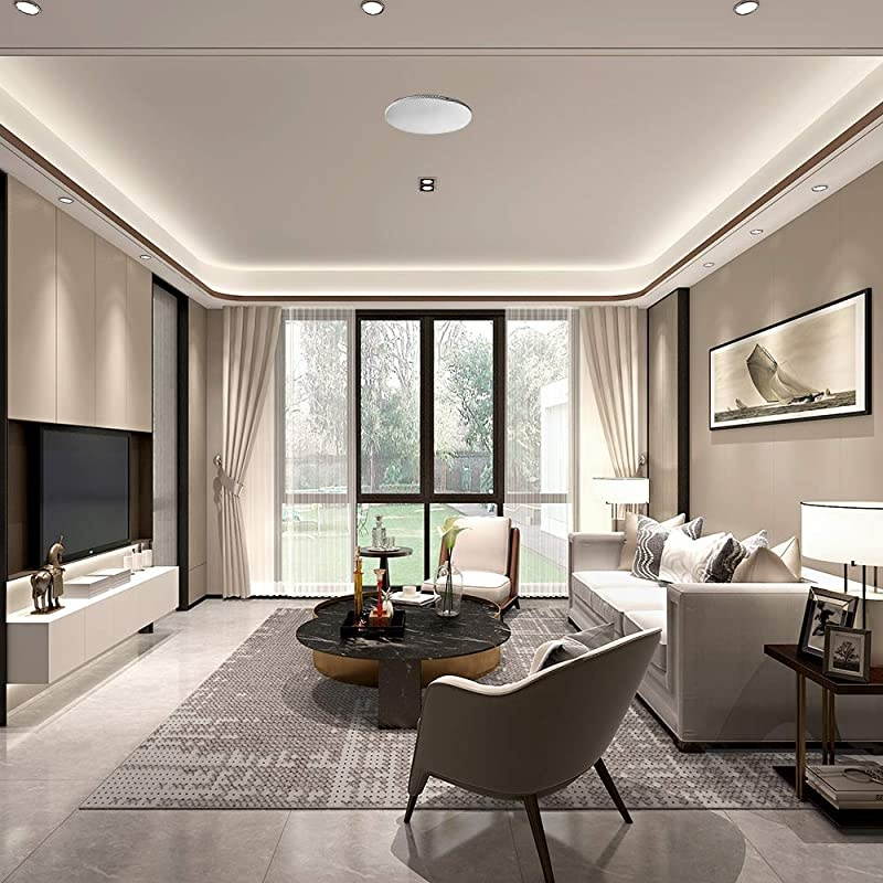 Round One Pair 65 120 Watt 2Way Round inCeiling Speakers with Pivoting 1 Titanium Dome Tweeters and Low Profile Magnetic Grilles