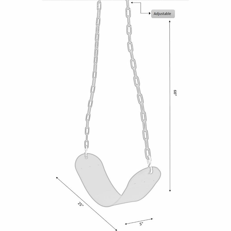 PLAYBERG Heavy Duty Flexible Green Belt Swing with Coated Metal Chain