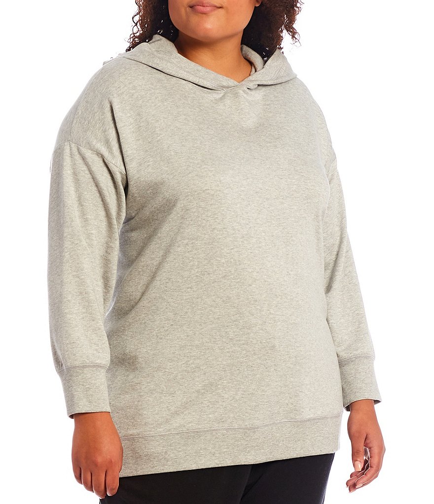 Democracy Plus Size Floral Print 3/4 Puff Sleeve V-Neck Knit Top