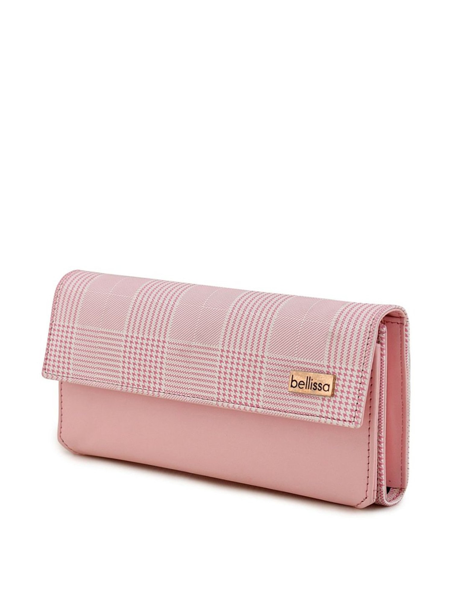 Bellissa Pink Checks Medium Handbag with Wallet Combo