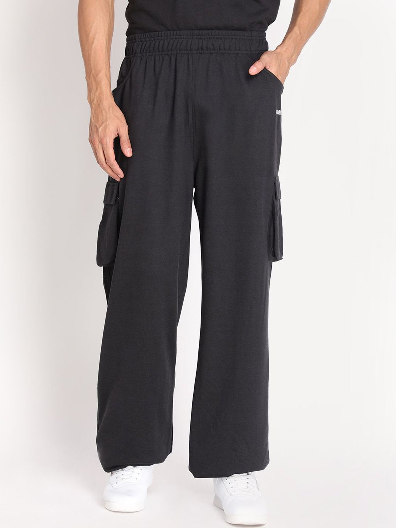 Chkokko Black Cotton Relaxed Fit Track Pants