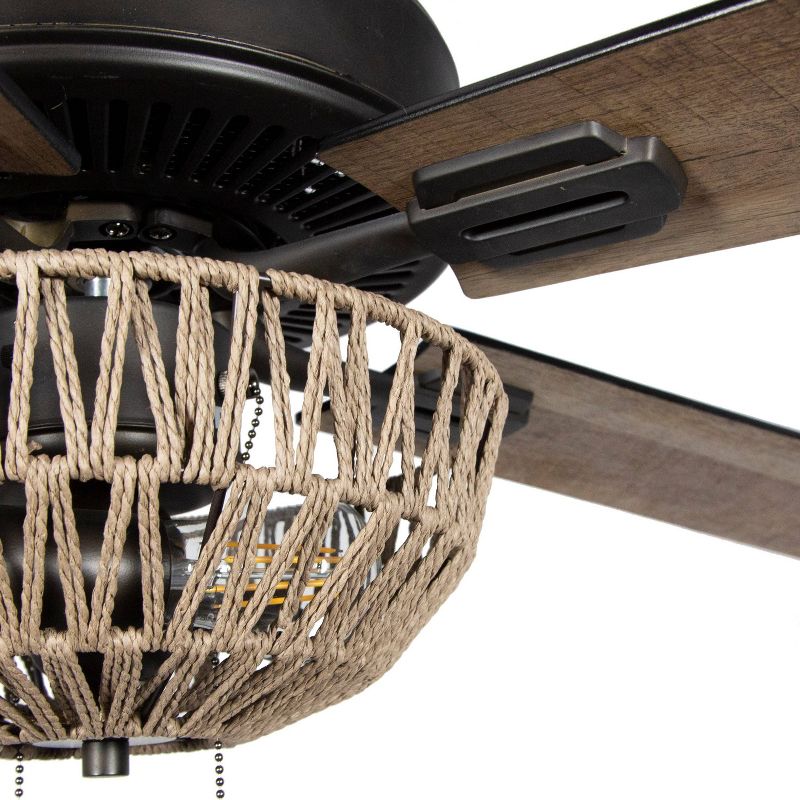 52" 5-Blade LED Woven Rope Lighted Ceiling Fan - River of Goods
