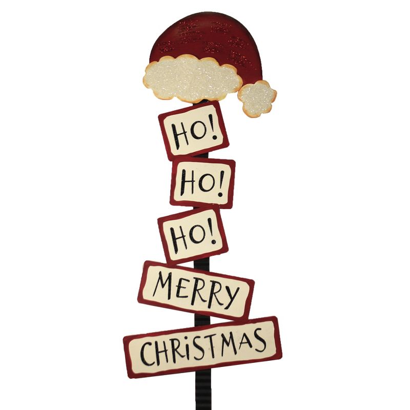 Home & Garden 47.0" Ho Ho Ho Santa Sign Yard Stake Christmas Round Top Collection  -  Decorative Garden Stakes