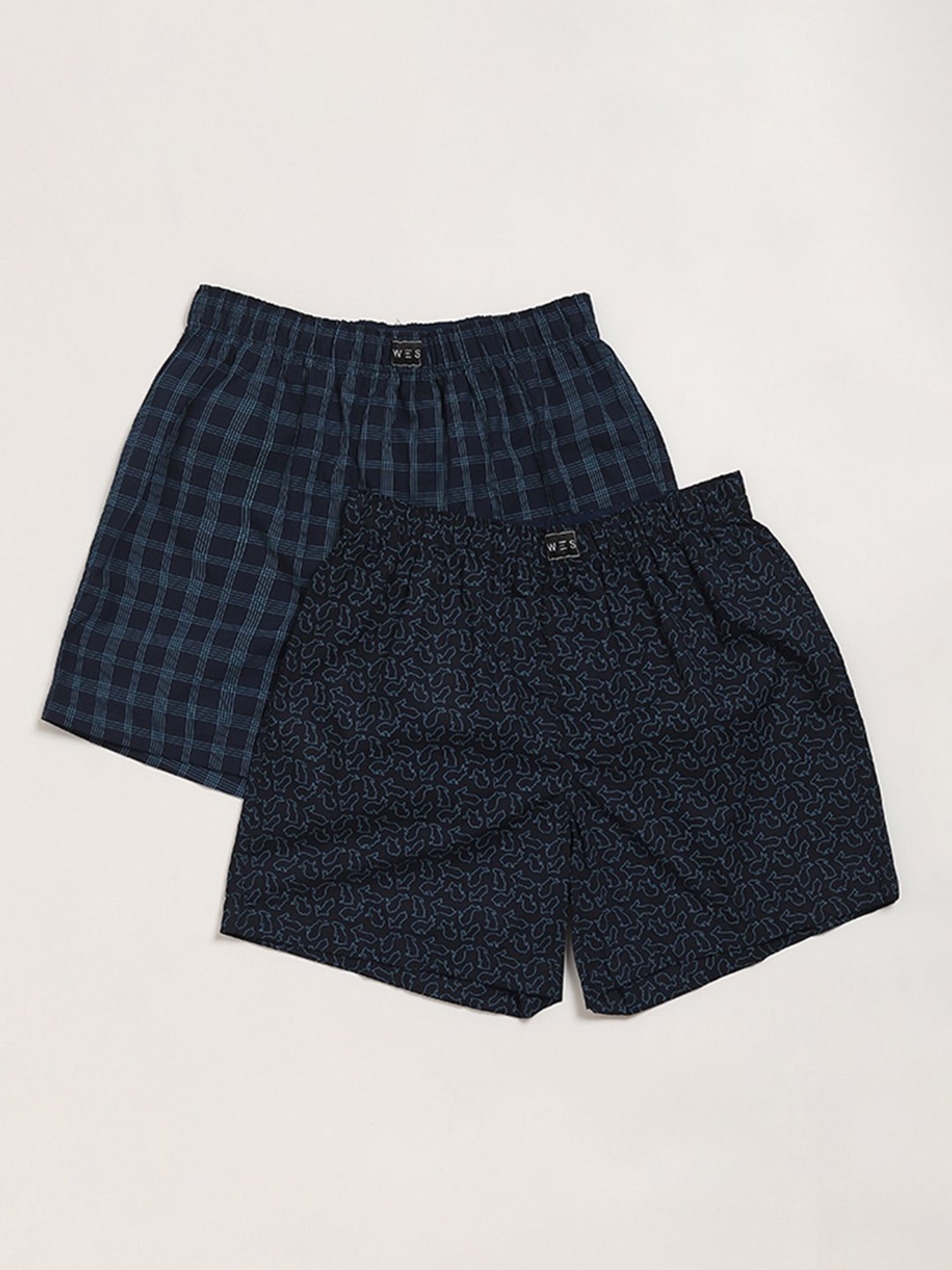 WES Lounge by Westside Navy Printed Boxers - Pack of 2