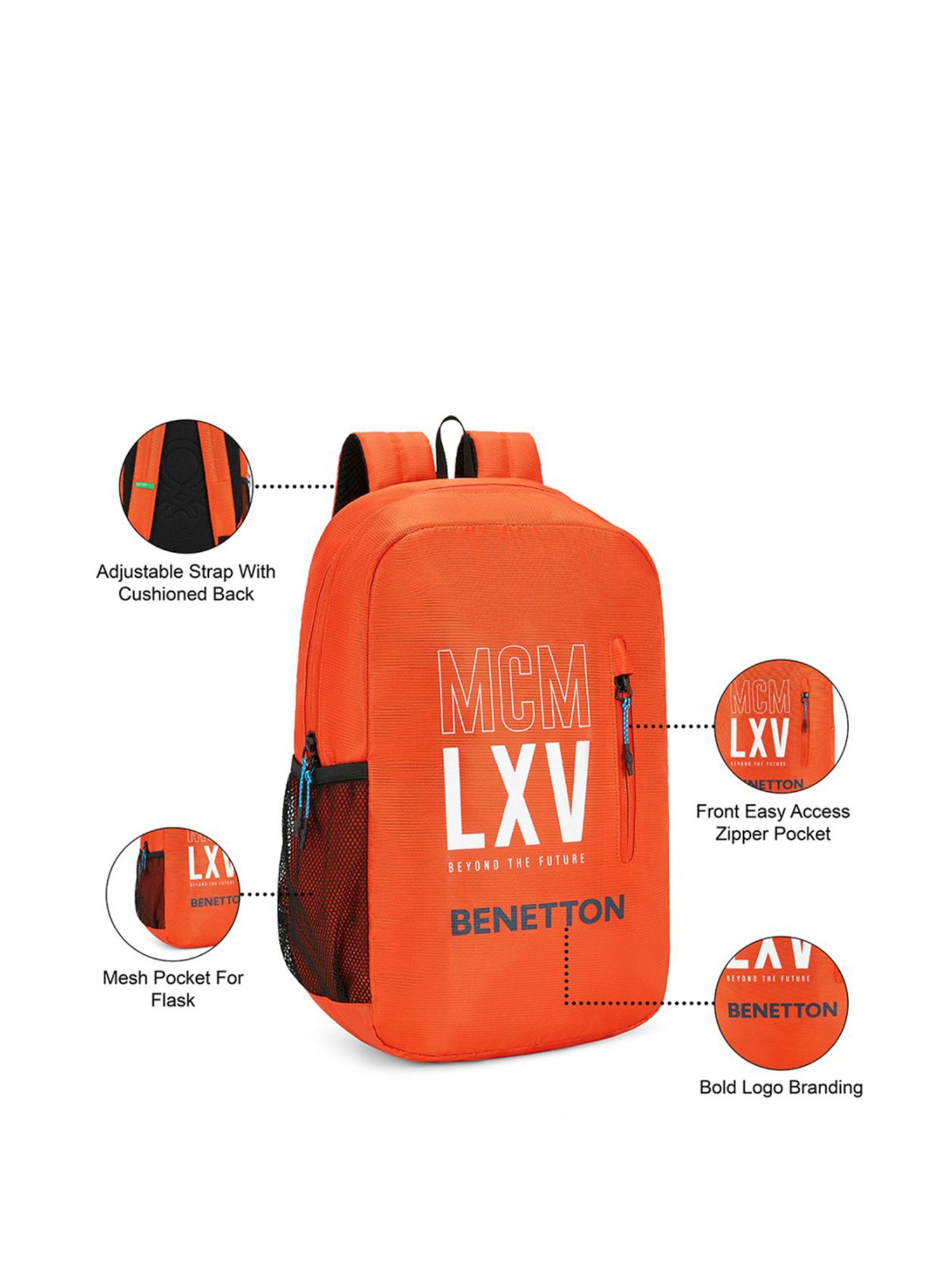 United Colors of Benetton Caspian 16 Ltrs Orange Medium Laptop Backpack