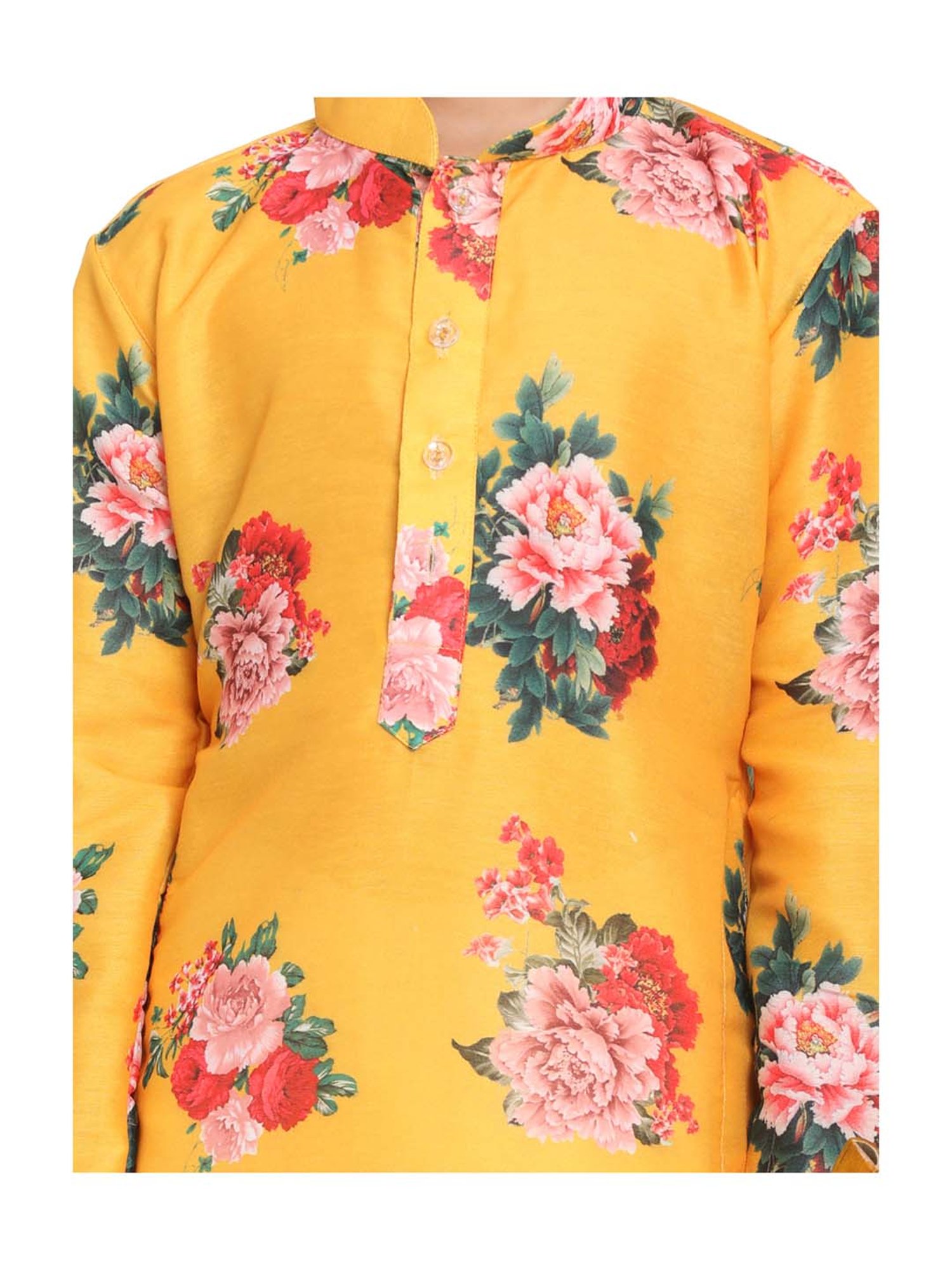 VASTRAMAY Kids Yellow Printed Kurta Set