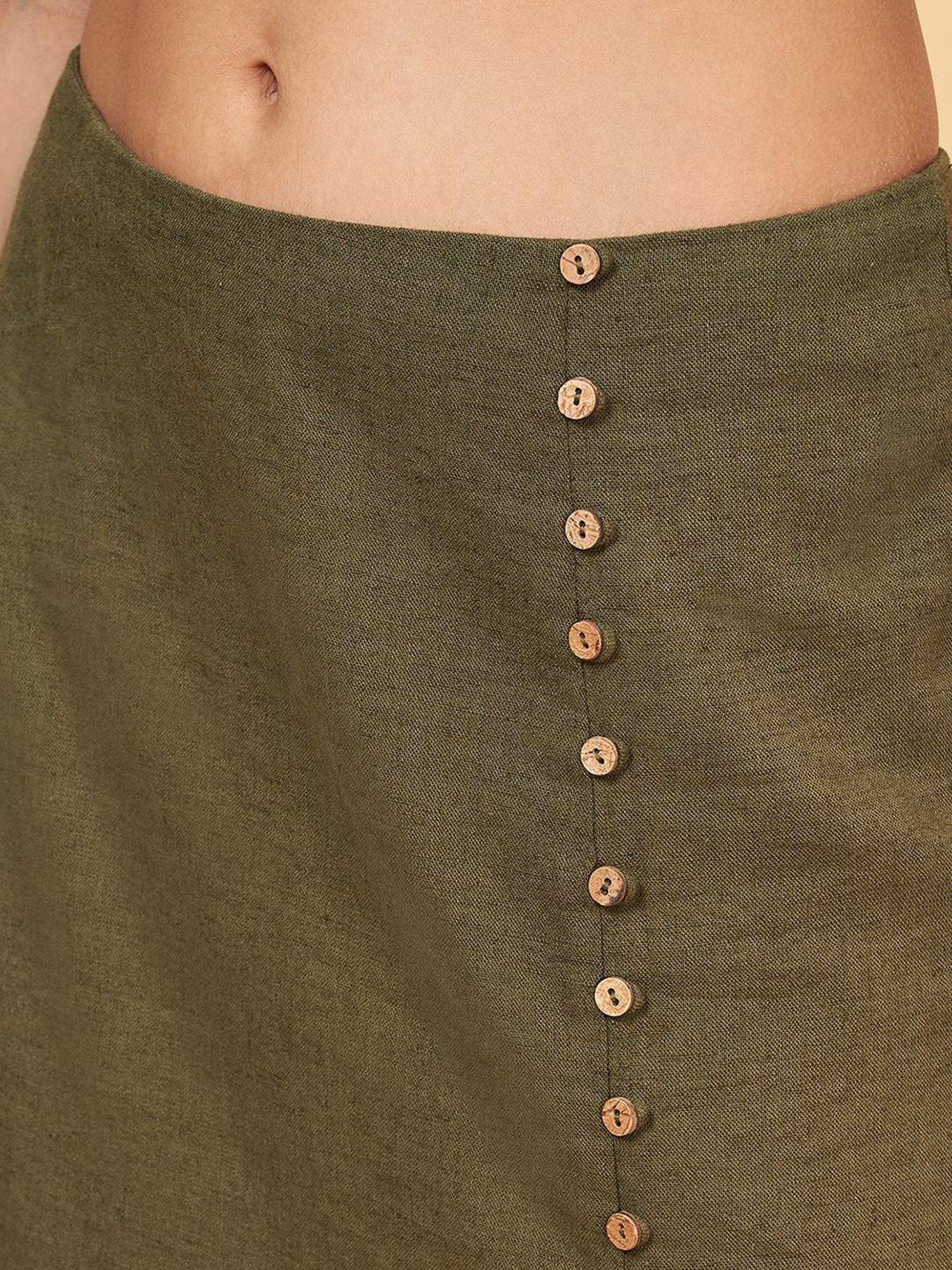 Honey by Pantaloons Green Cotton A-Line Skirt