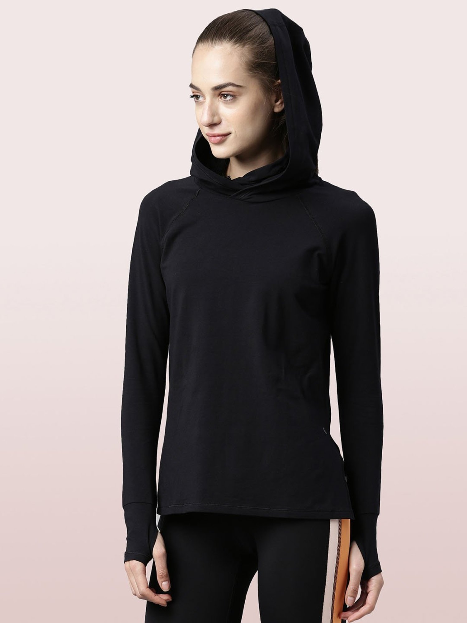 Enamor Jet Black Cotton Hoodie