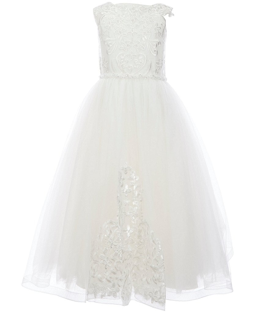 Us Angels Big Girls 6-14 Sleeveless Madison Embroidered Horsehair Communion Dress