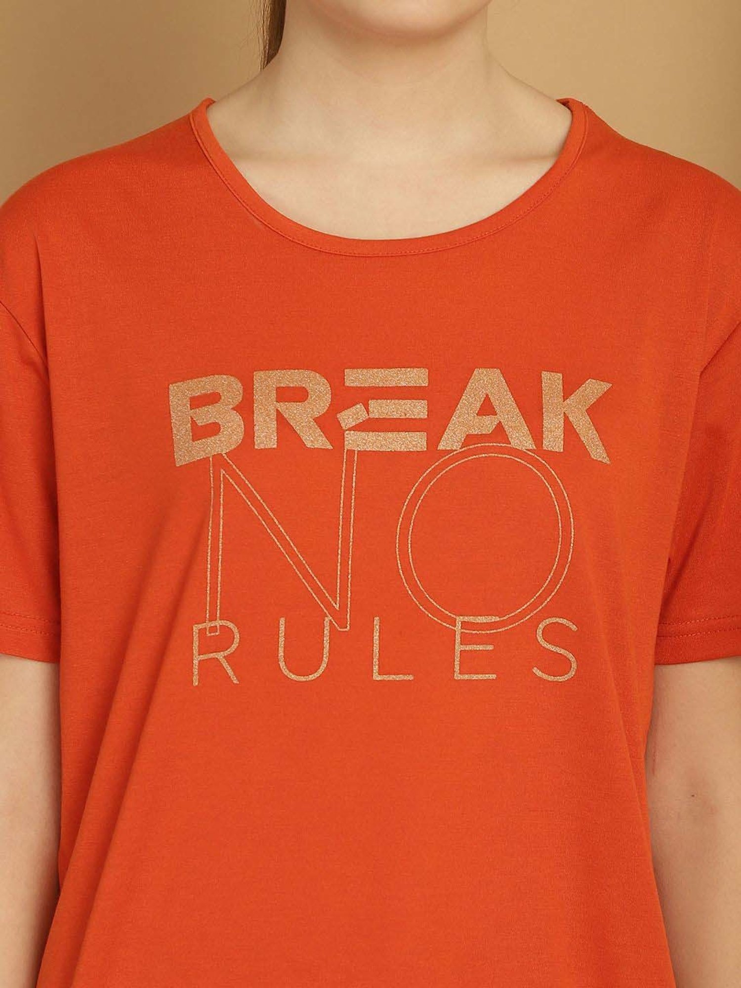 Vimal Jonney Orange Cotton Printed Sports T-Shirt Track Pant Set