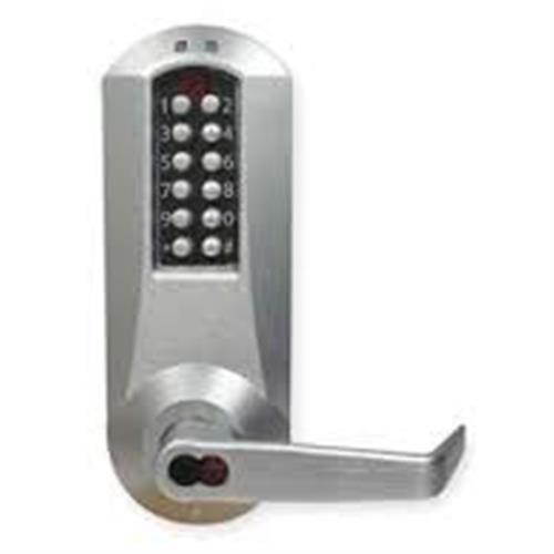 Simplex E5031BWL-26D Satin Chrome US26D Electronic Pushbutton Door Lock With Key Override For Best SFIC Cores (Core Sold Separately)
