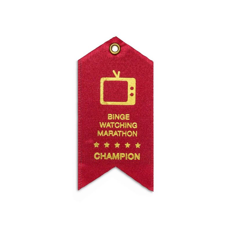 Design Ideas LifeChamp Ribbon Award Magnet - Binge Watching Marathon Award - Red, 1.8" x 3.6"