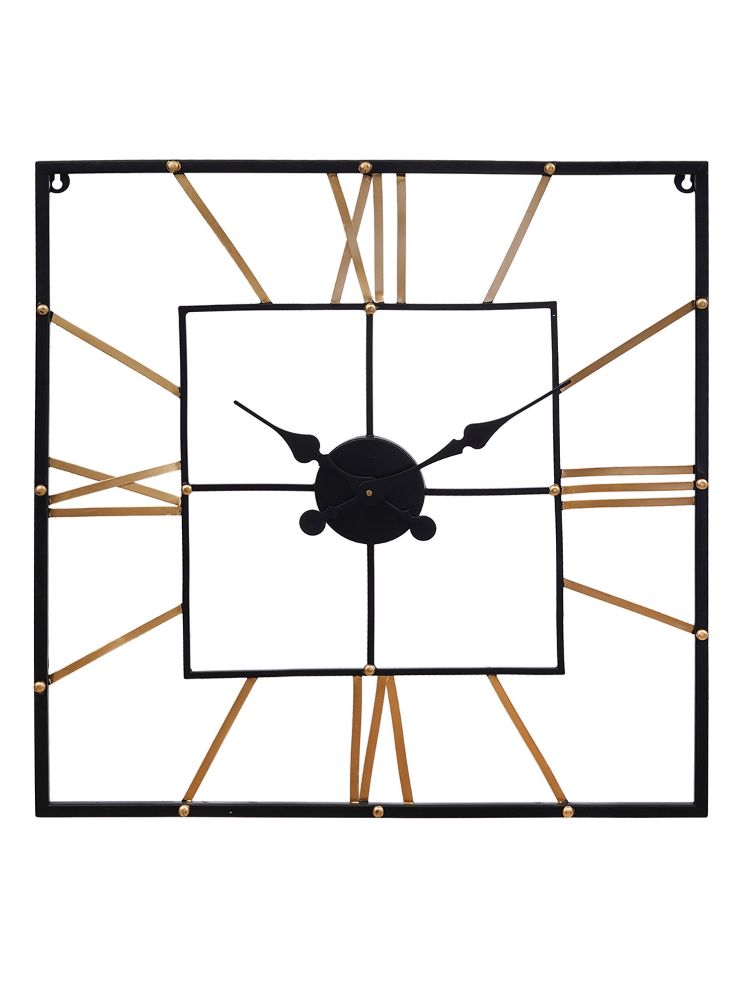 CHRONIKLE Classic Square Black & Gold Iron Wall Clock