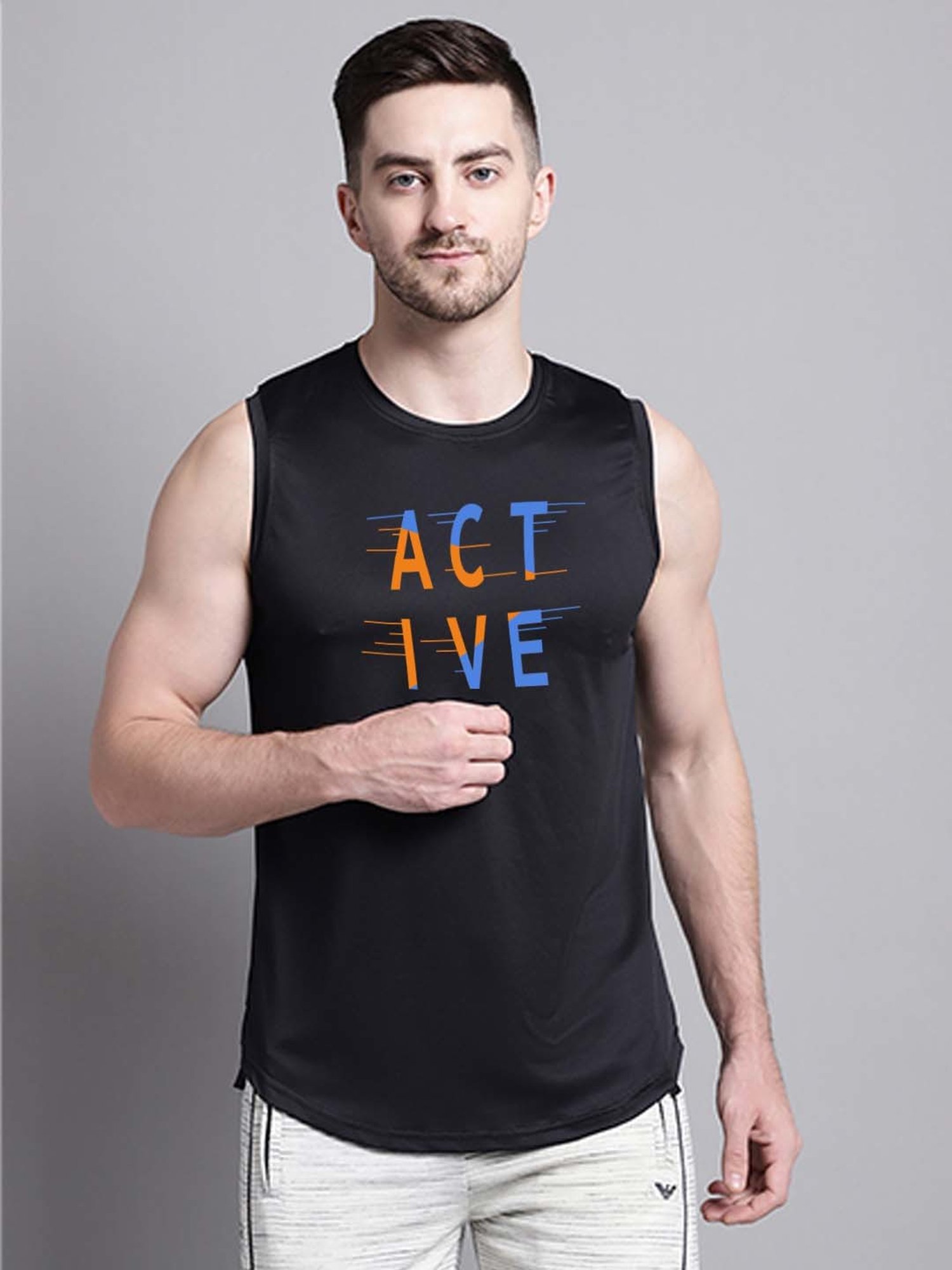 Friskers Black Regular Fit Graphic Sports T-Shirt