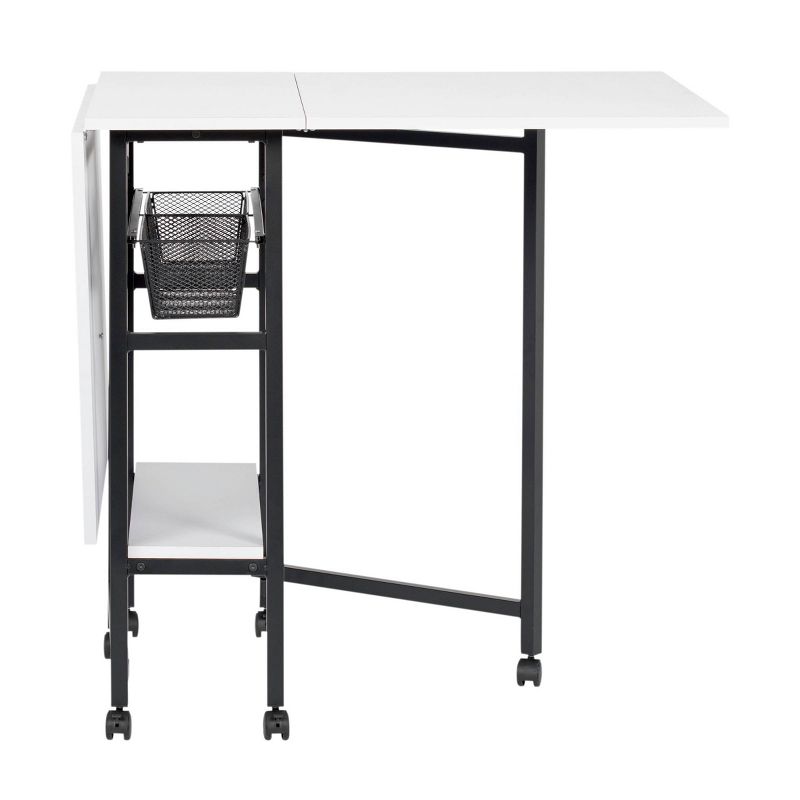 36" Fixed Height Cutting Table with Basket Charcoal/White - Sew Ready