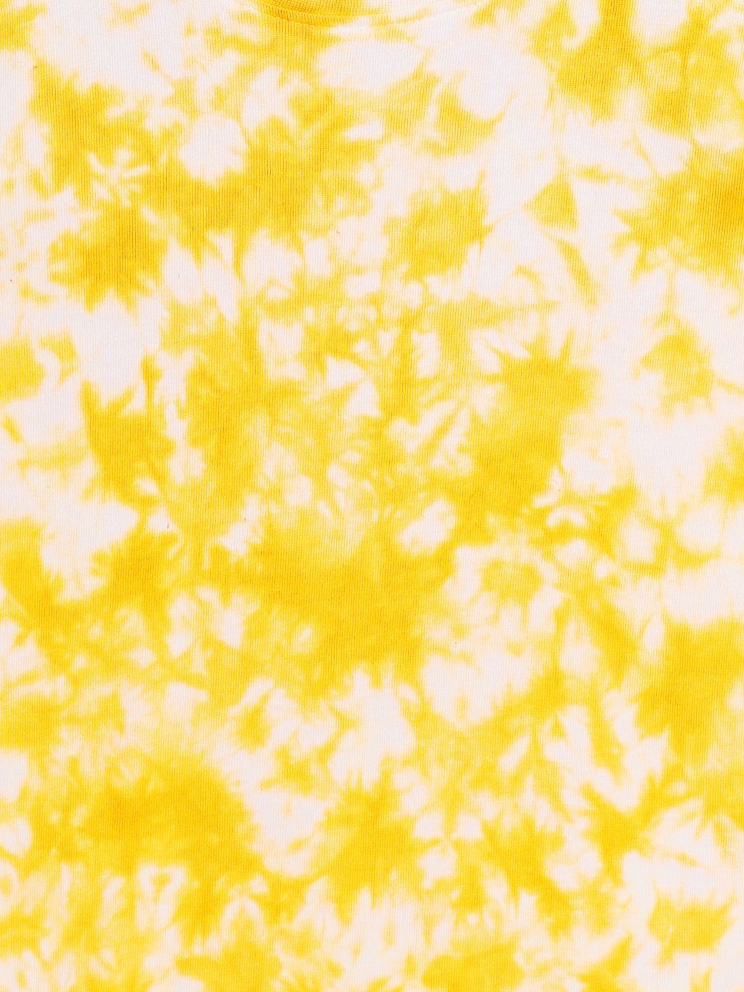 Kiddopanti Kids Yellow & White Cotton Over Dyed T-Shirt