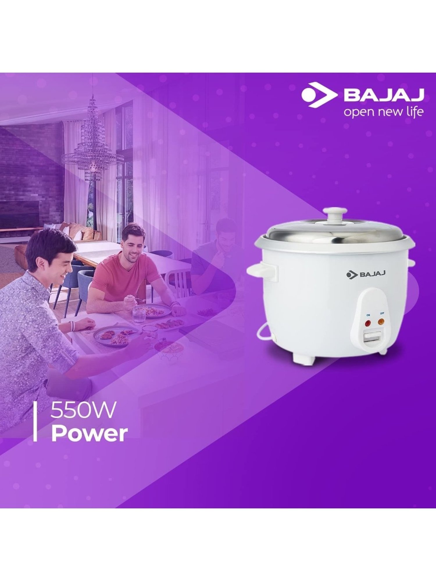 Bajaj RCX 1.8 DLX Rice Cooker 1.8 Litre (White)