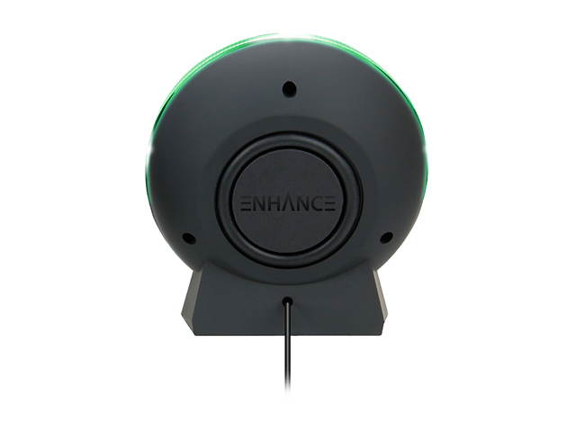 ENHANCE Gaming LED Computer Speakers with Subwoofer, Powerful 5 Watts Drivers and In-Line Volume Control - Green Lights, USB 2.0 Powered, 3.5mm Connection for PC, Desktop, Laptop, Notebook