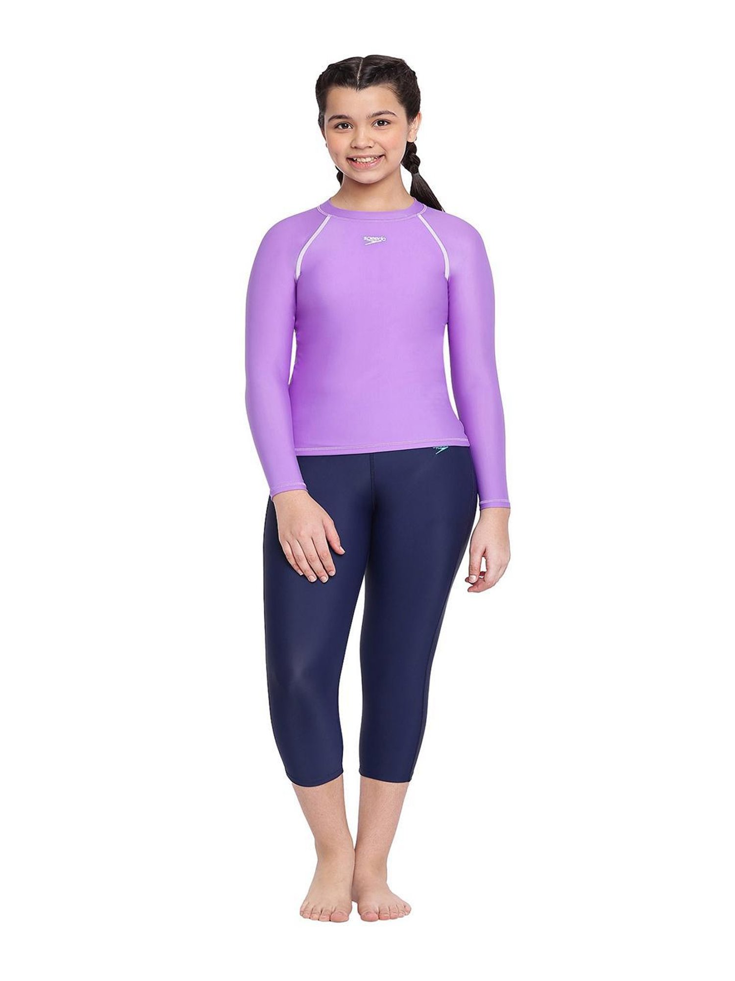 Speedo Kids Lilac Solid Full Sleeves Swim Top