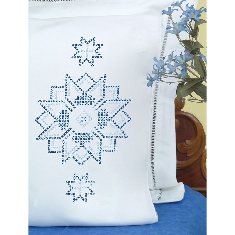 Jack Dempsey Stamped Pillowcases W/White Perle Edge 2/Pkg-XX Star