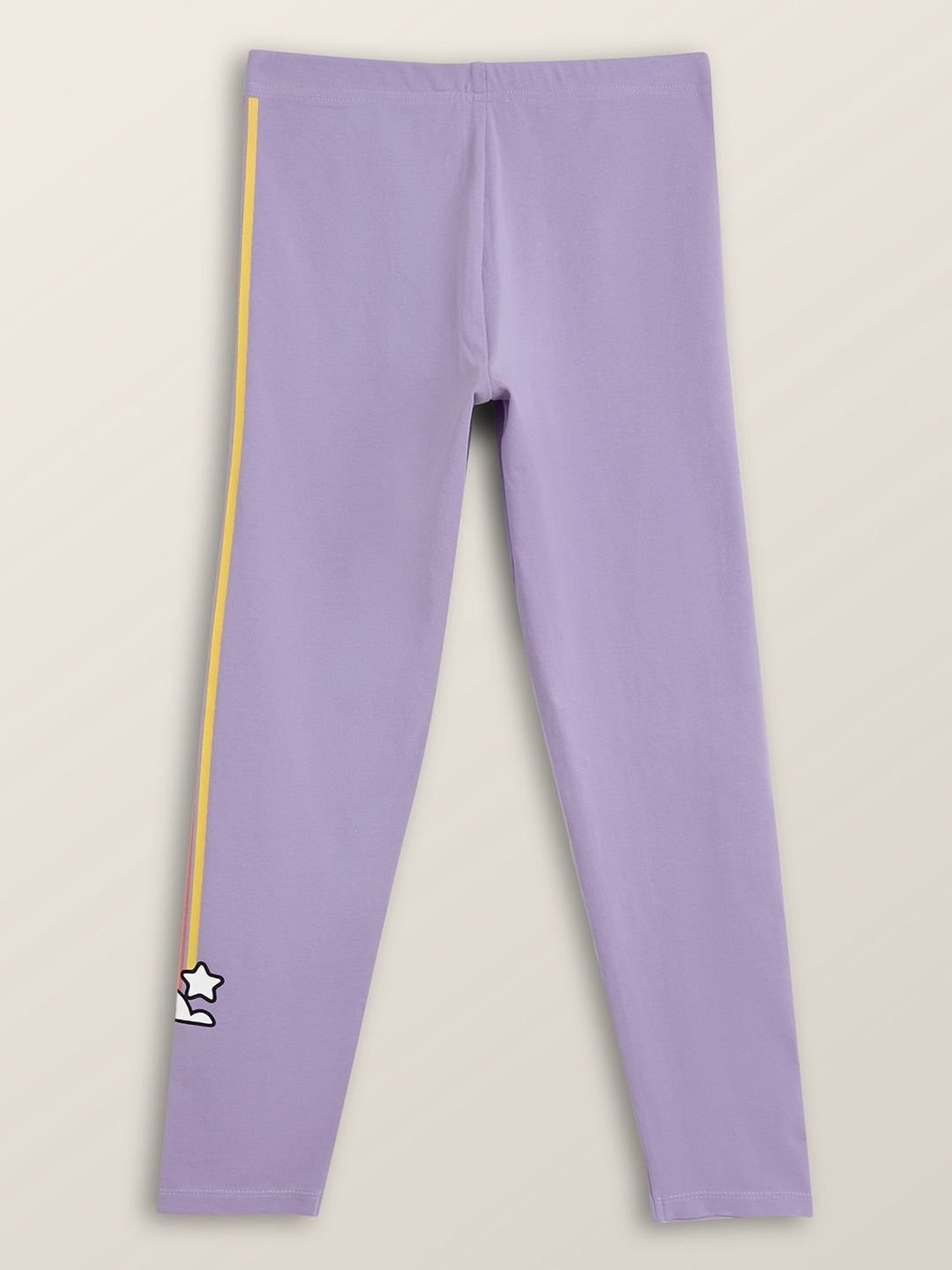 XY Life Kids Purple & Yellow Cotton Printed Leggings