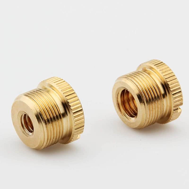 Microphone Stand Adapter 5/8" Male to 1/4" Female, 5/8" Male to 3/8" Female Adapter, Camera Tripod Accessories, 2 Pack(Brass)