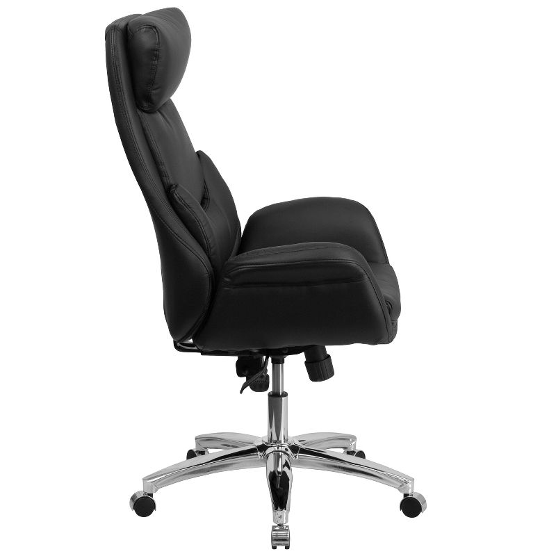 Emma and Oliver High Back Black LeatherSoft Executive Swivel Office Chair with Lumbar Pillow