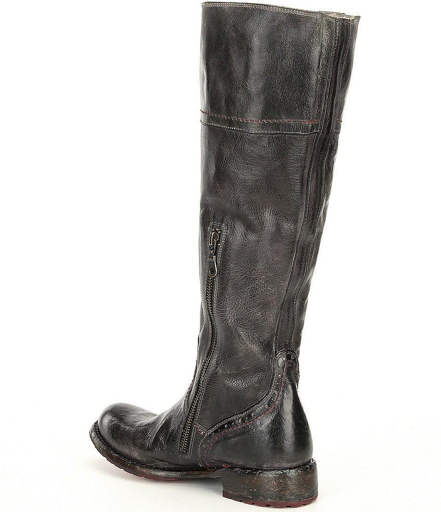 Bed Stu Jacqueline Wide Calf Tall Leather Block Heel Boots