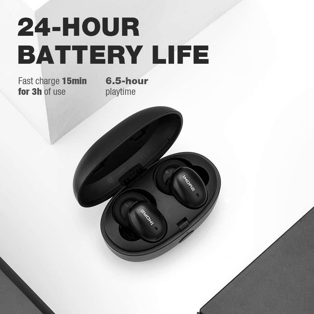 1MORE Stylish True Wireless Earbuds, Bluetooth 5.0, 24-Hour Playtime, Stereo In-Ear Headphones with Charging Case, Built-in Microphone, Alternate Pairing Mode Black