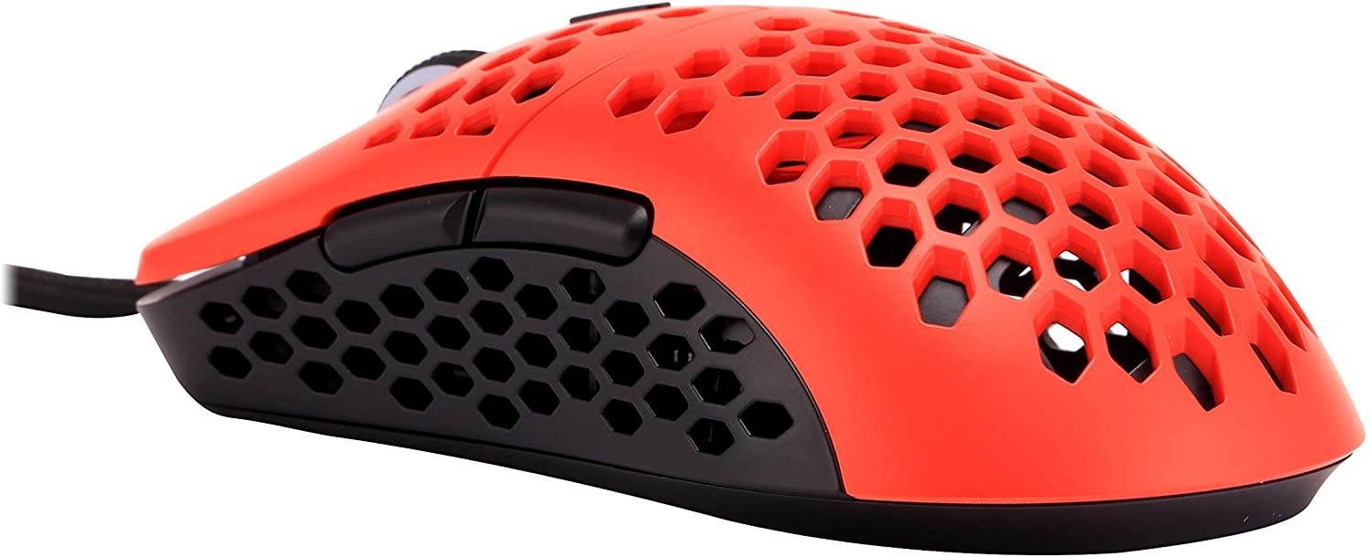 HK Gaming Mira M Ultra Lightweight Honeycomb Shell Wired RGB Gaming Mouse - Up to 12 000 cpi | 6 Buttons - 63g Only (Mira-M Monza Red)