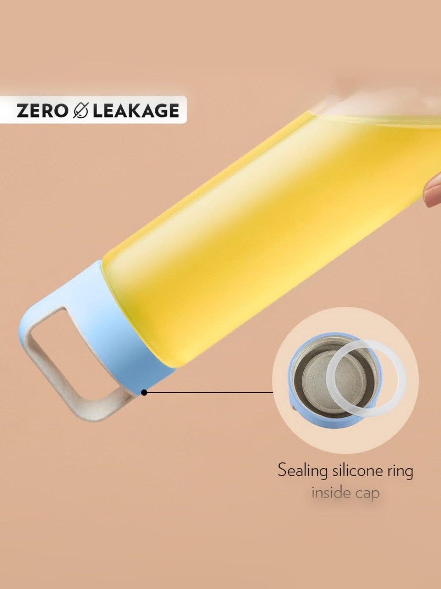 Borosil Water Bottle For Hot & Cold Water (Blue, 550 ml)