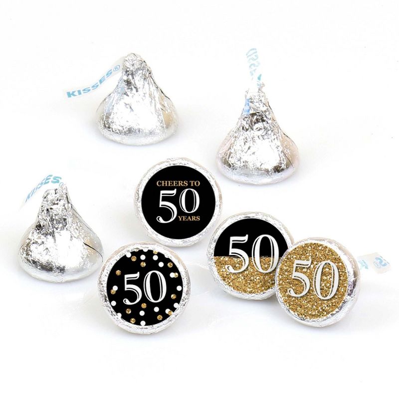 Big Dot of Happiness Adult 50th Birthday - Gold - Round Candy Sticker Party Favors - Labels Fit Hershey's Kisses (1 sheet of 108)