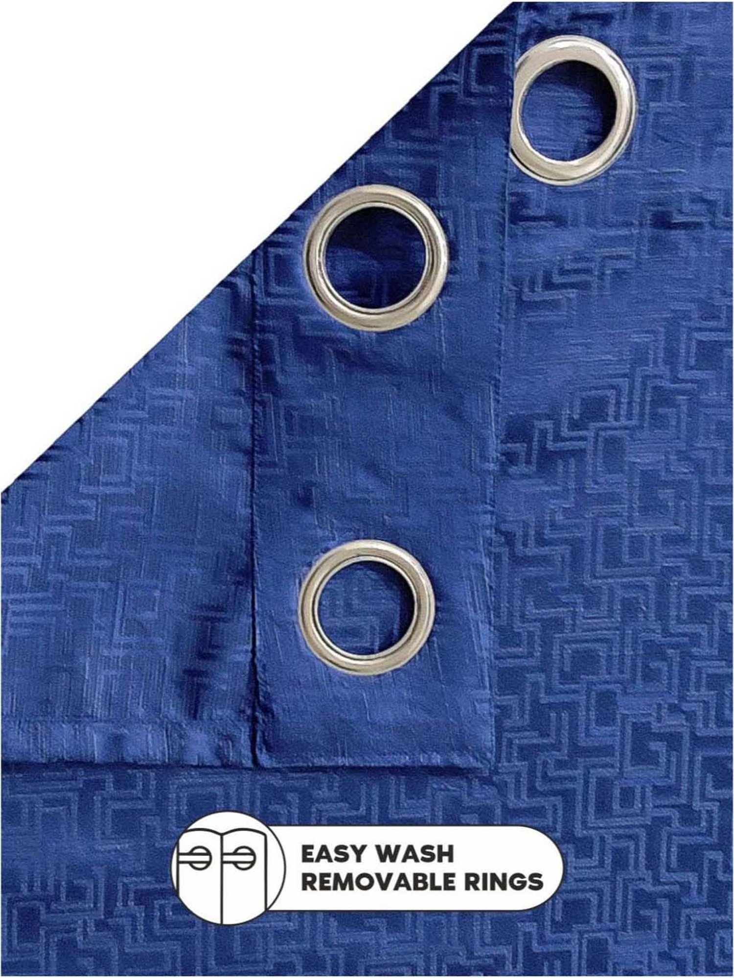 Bianca D`ROMANIO Blue Faux Silk 9 Ft. Long Door Curtain - Set of 2