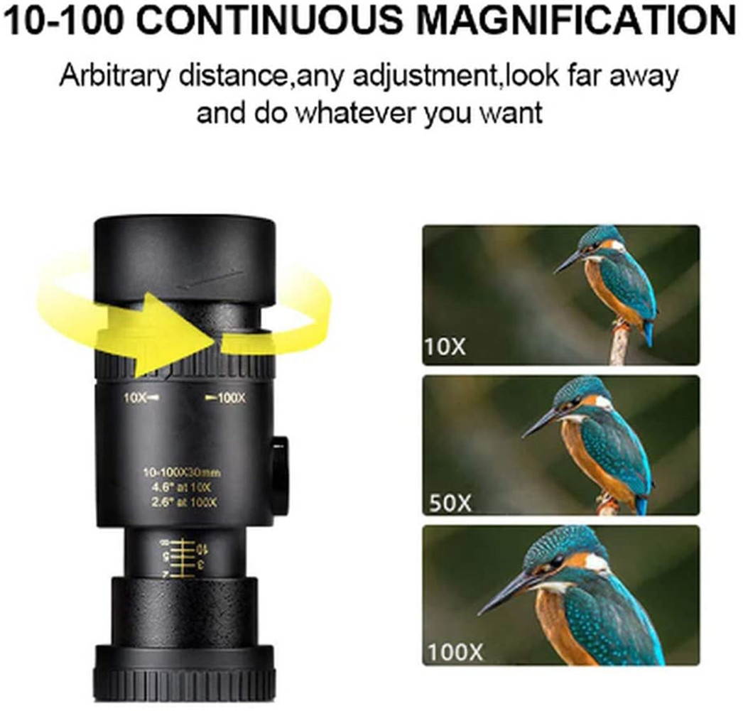 4K 300X40mm Super Telephoto Zoom Monocular Telescope Waterproof for Bird Watching, Hunting, Camping, Travel, Hiking (with Tripod and Clip)