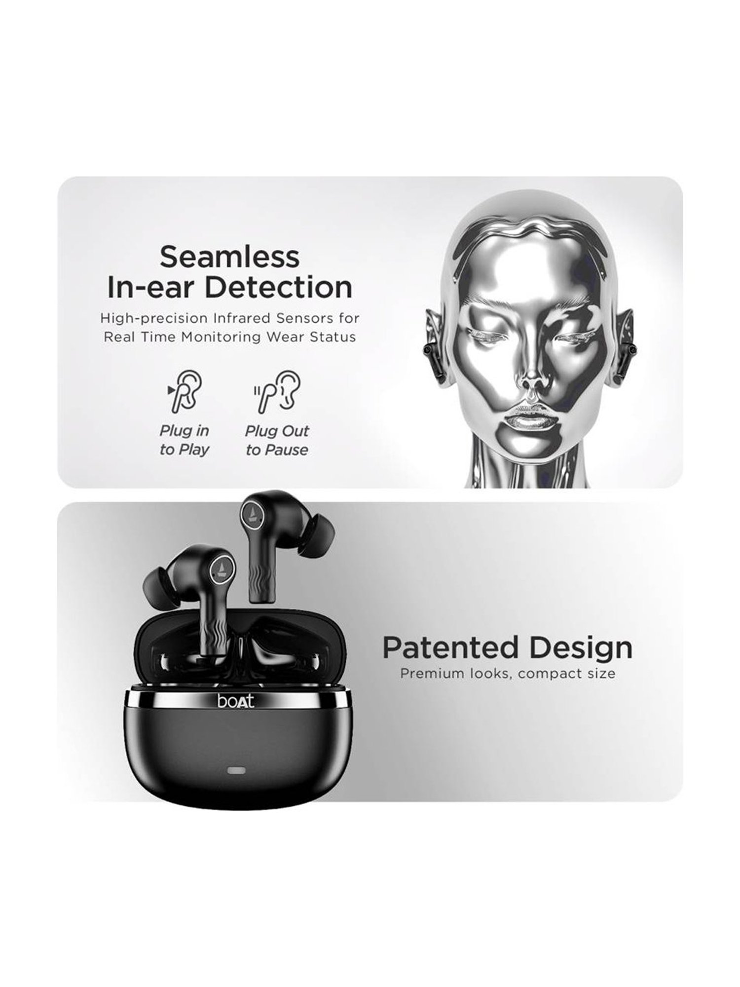 Boat Nirvana Ion In Ear Bluetooth Earbuds with Enx Technology (Charcoal Black, True Wireless)